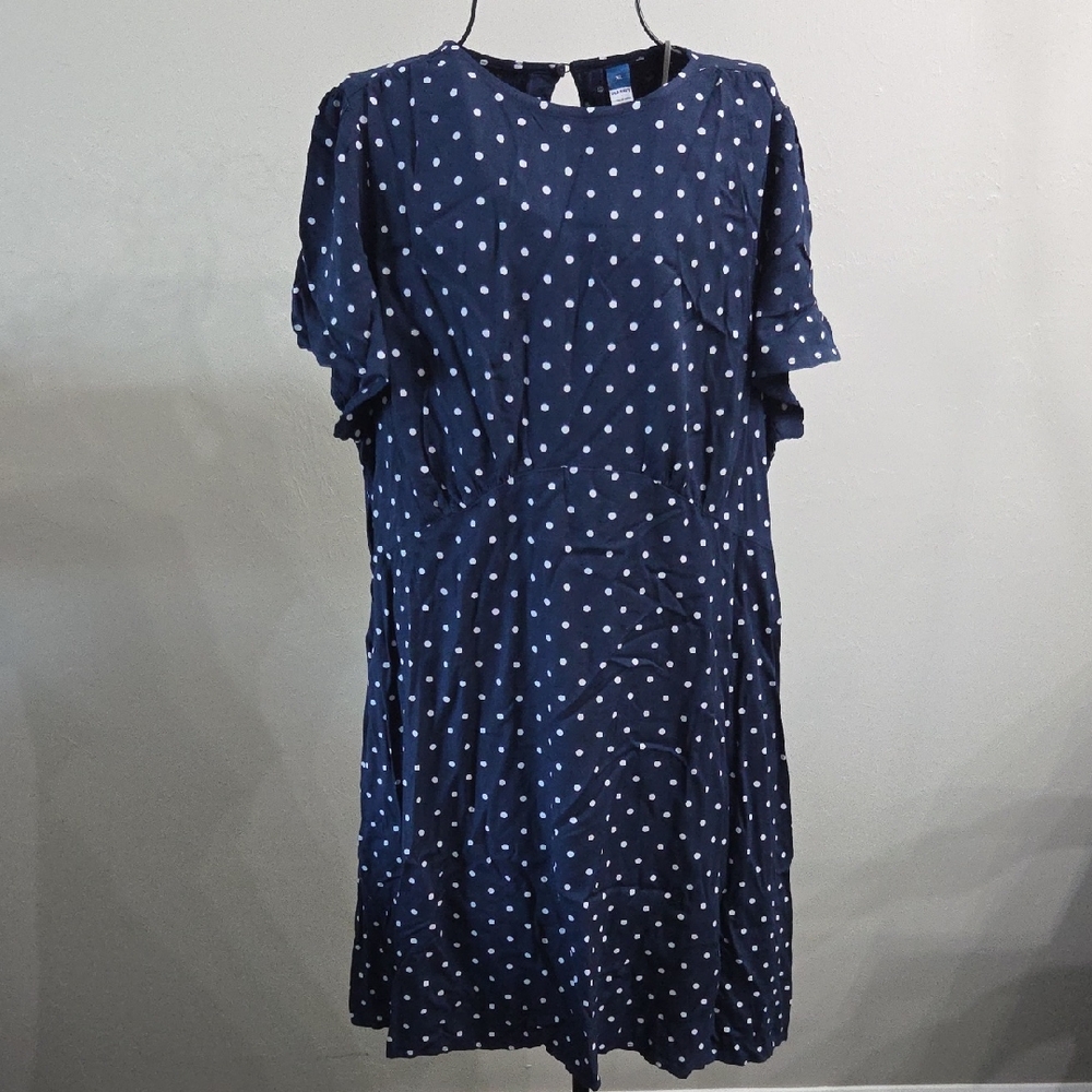 Old Navy Navy Blue Dress with White Polka Dots